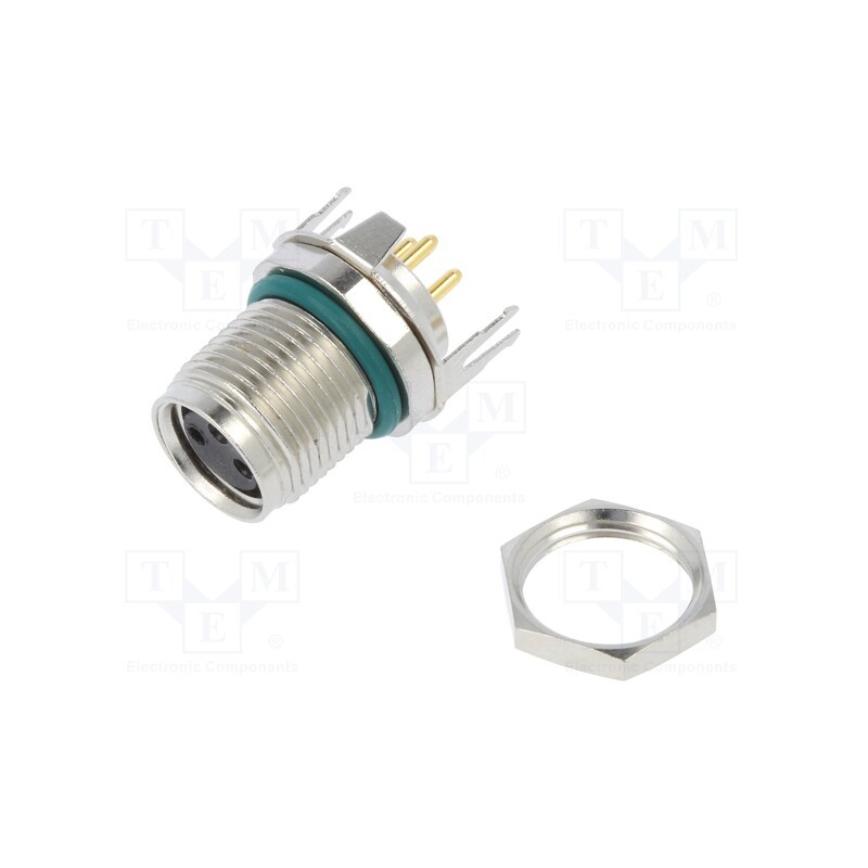 1 pcs x AMPHENOL LTW - M8S-03PFFP-SF8001 - Connector: M8, female, PIN: 3, straight, on PCBs, socket, 4A, IP68