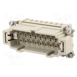 1 pcs x HARTING - 9330162602 - Connector: HDC, contact insert, male, Han E®, PIN: 16, 16+PE, 16A