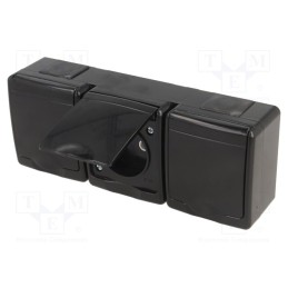 1 pcs x PAWBOL - D.3714CGGG/1 - Connector: AC supply, socket, 2P+PE, 250VAC, 16A, black, PIN: 3, IP44