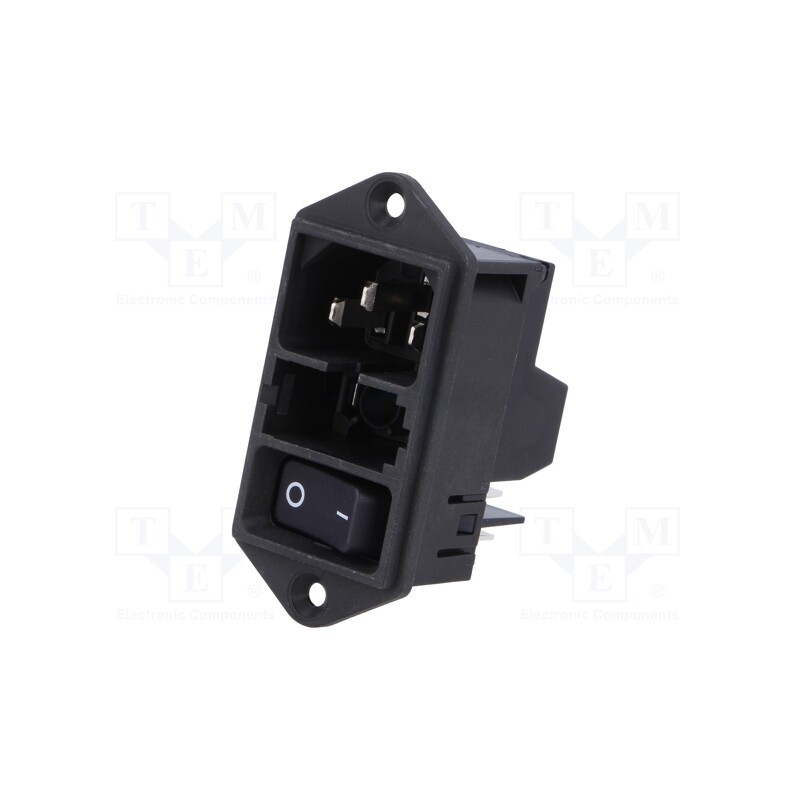1 pcs x SCHURTER - DD11.0121.1111 - Connector: AC supply, socket, male, 10A, 250VAC, IEC 60320, C14 (E)