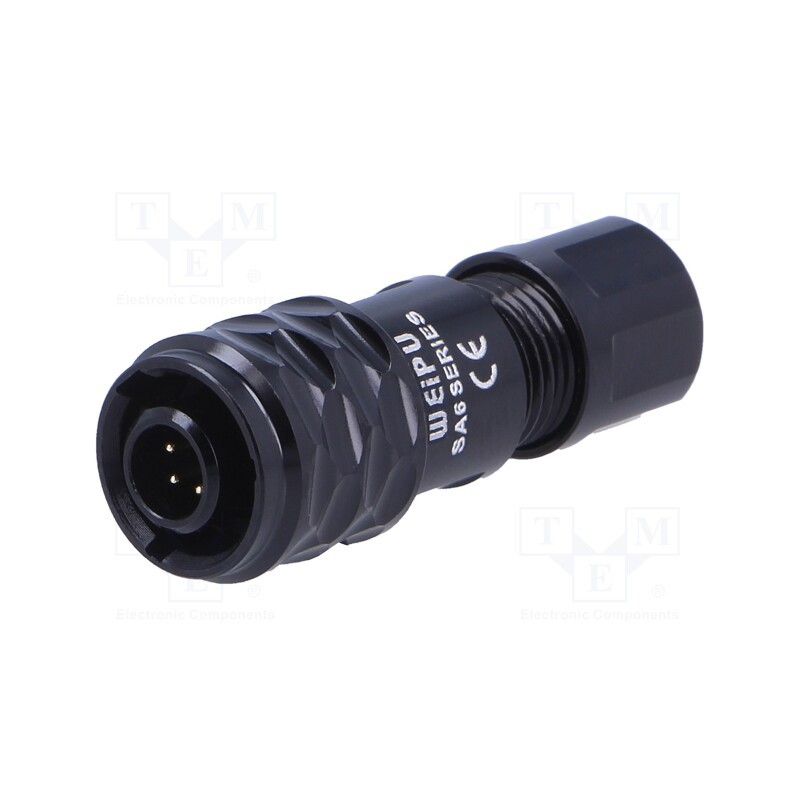1 pcs x WEIPU - SA610/P5B - Plug, SA6, male, PIN: 5, IP67, 3.5÷4mm, 3A, soldering, for cable, 30V