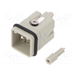1 pcs x TE Connectivity - HQ-007-M - Connector: HDC, male, HQ, PIN: 8, 7+PE, size 1, w/o contacts, 10A