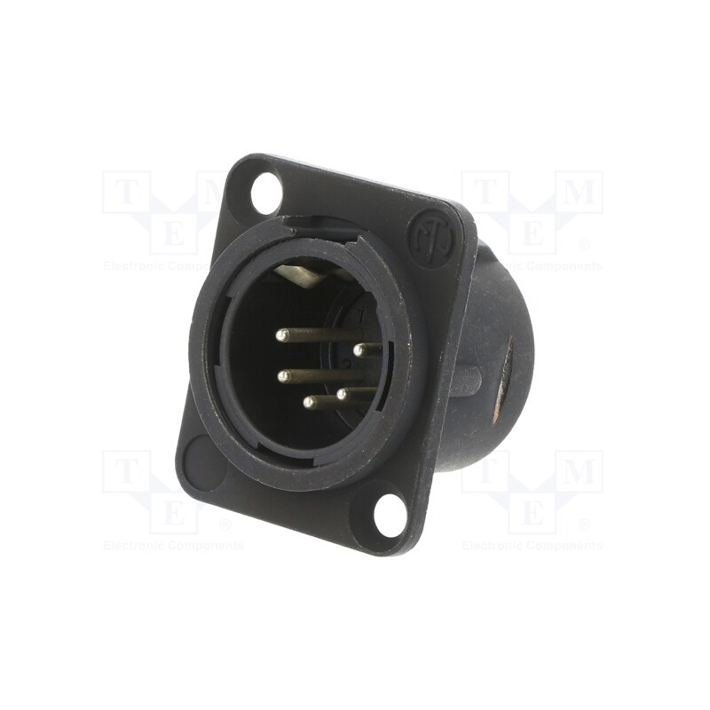 1 pcs x NEUTRIK - NC5MD-L-BAG-1 - Socket, XLR, male, PIN: 5, straight, soldering, black, 7.5A, 19x24mm