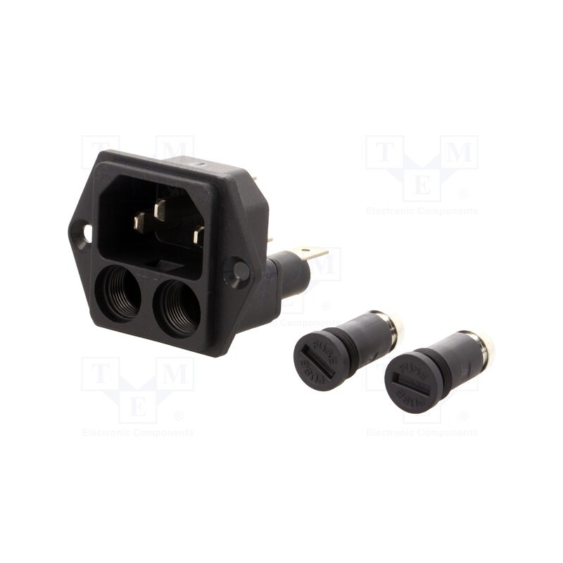 1 pcs x SCHURTER - 4707.2 - Connector: AC supply, socket, male, 10A, 250VAC, IEC 60320, C14 (E)