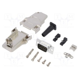 1 pcs x Amphenol Communications Solutions - L17D45ZF09-RG+L717SDE09P - D-Sub, PIN: 9, male, angled 45°, soldering, for cable, go