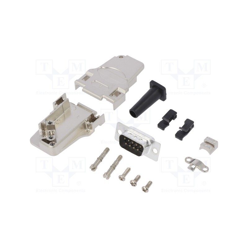 1 pcs x Amphenol Communications Solutions - L17D45ZF09-RG+L717SDE09P - D-Sub, PIN: 9, male, angled 45°, soldering, for cable, go