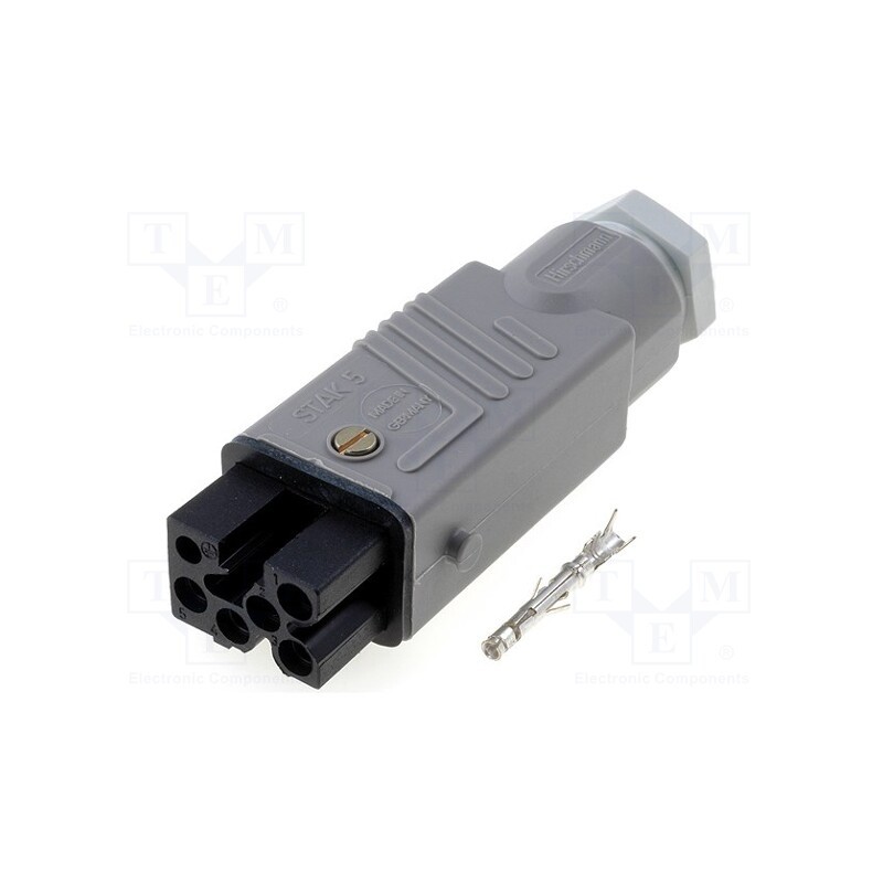 1 pcs x HIRSCHMANN - 931691106 STAK 5 - Connector: rectangular, ST, plug, female, PIN: 5, silver plated