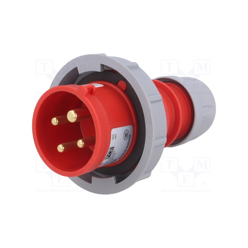 1 pcs x PCE - 0142-6 - Connector: AC supply 3-phase, plug, male, 16A, 400VAC, IEC 60309