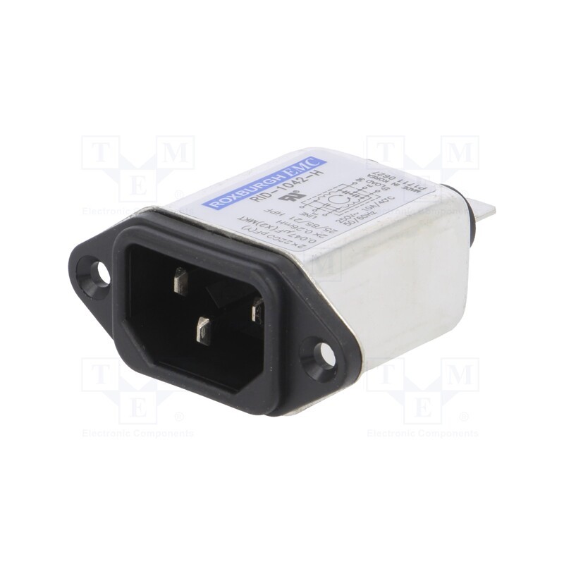 1 pcs x ROXBURGH EMC - RID1042H - Connector: AC supply, socket, male, 10A, 250VAC, IEC 60320, C14 (E)