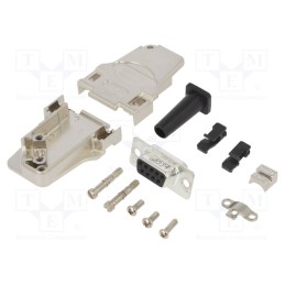 1 pcs x Amphenol Communications Solutions - L17D45ZF09-RG+L77SDE09S - D-Sub, PIN: 9, female, angled 45°, soldering, for cable, g