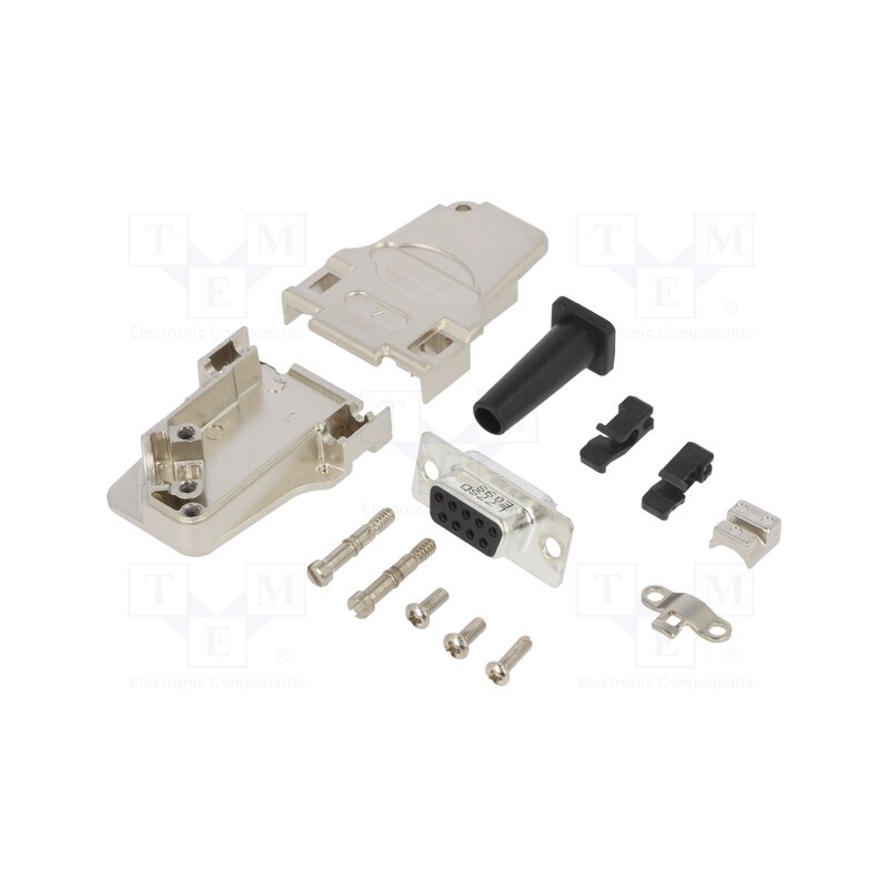 1 pcs x Amphenol Communications Solutions - L17D45ZF09-RG+L77SDE09S - D-Sub, PIN: 9, female, angled 45°, soldering, for cable, g