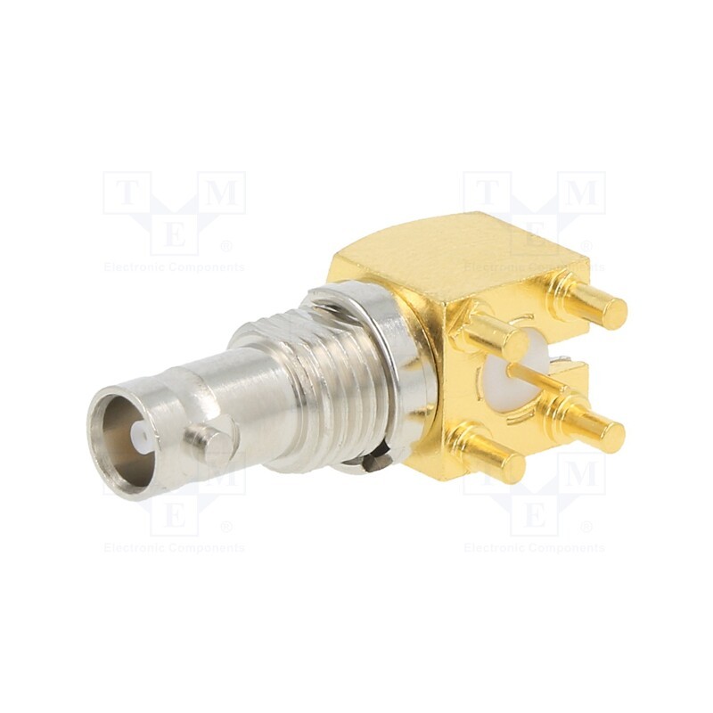 1 pcs x AMPHENOL RF - 034-1030-12G - Socket, Micro BNC, female, angled 90°, 75Ω, THT, PTFE, gold-plated