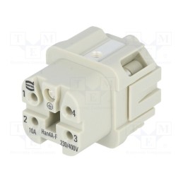 1 pcs x HARTING - 9200042711 - Connector: HDC, contact insert, female, Han® A, PIN: 5, 4+PE, 10A