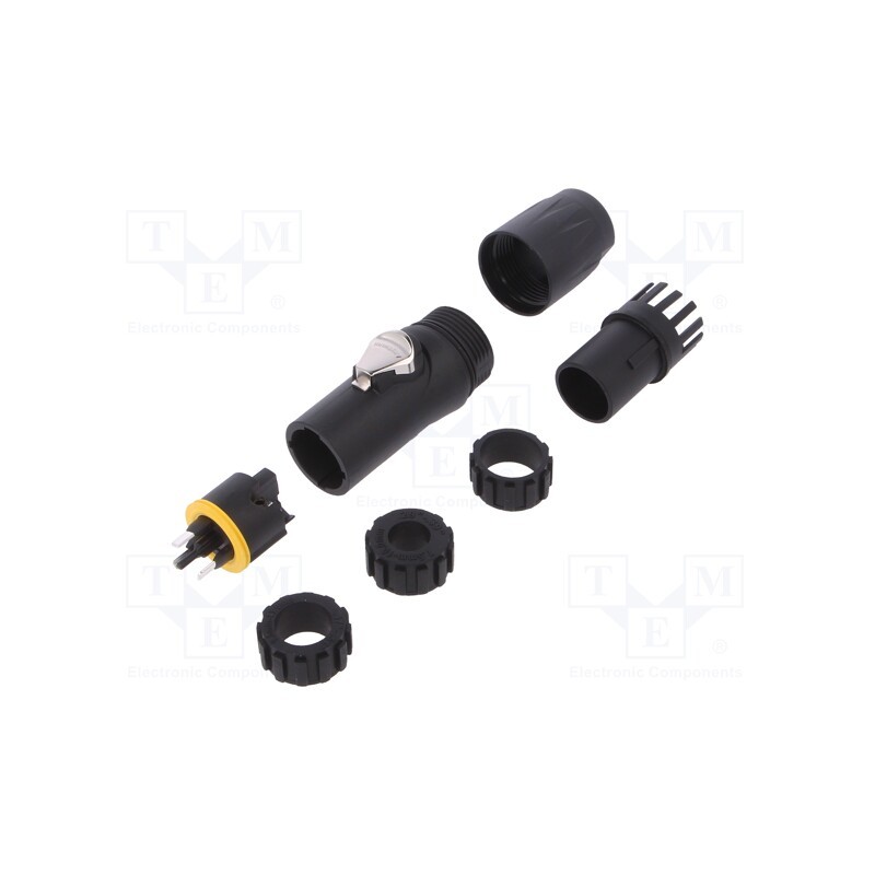 1 pcs x AMPHENOL - HPT-3-MJ - Plug, AC supply, male, PIN: 3, for cable, 16A, 250V, thermoplastic