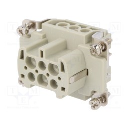 1 pcs x TE Connectivity - HE-006-F - Connector: HDC, contact insert, female, HE, PIN: 6, 6+PE, size 3, 16A