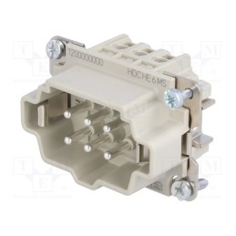 1 pcs x WEIDMu00dcLLER - 1200000000 HDC HE 6 MS - Connector: rectangular, male, PIN: 6, 6+PE, size 3, screws, straight