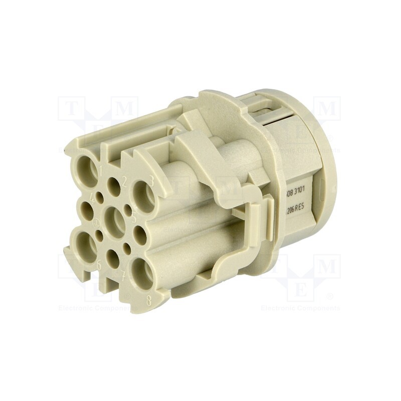 1 pcs x HARTING - 9155083001 - Connector: circular, male, Han® F+B, PIN: 9, 4+4+PE, w/o contacts