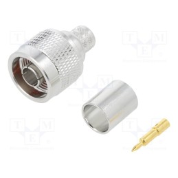 1 pcs x AMPHENOL RF - 172102H243 - Plug, N, male, straight, 50Ω, crimped, for cable, PTFE, gold-plated