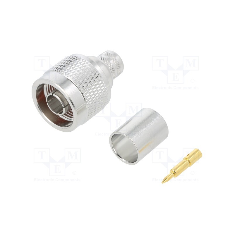 1 pcs x AMPHENOL RF - 172102H243 - Plug, N, male, straight, 50Ω, crimped, for cable, PTFE, gold-plated