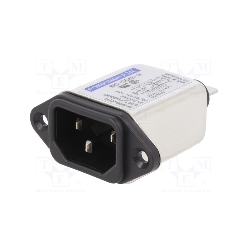 1 pcs x ROXBURGH EMC - RID0642H - Connector: AC supply, socket, male, 6A, 250VAC, IEC 60320, C14 (E)