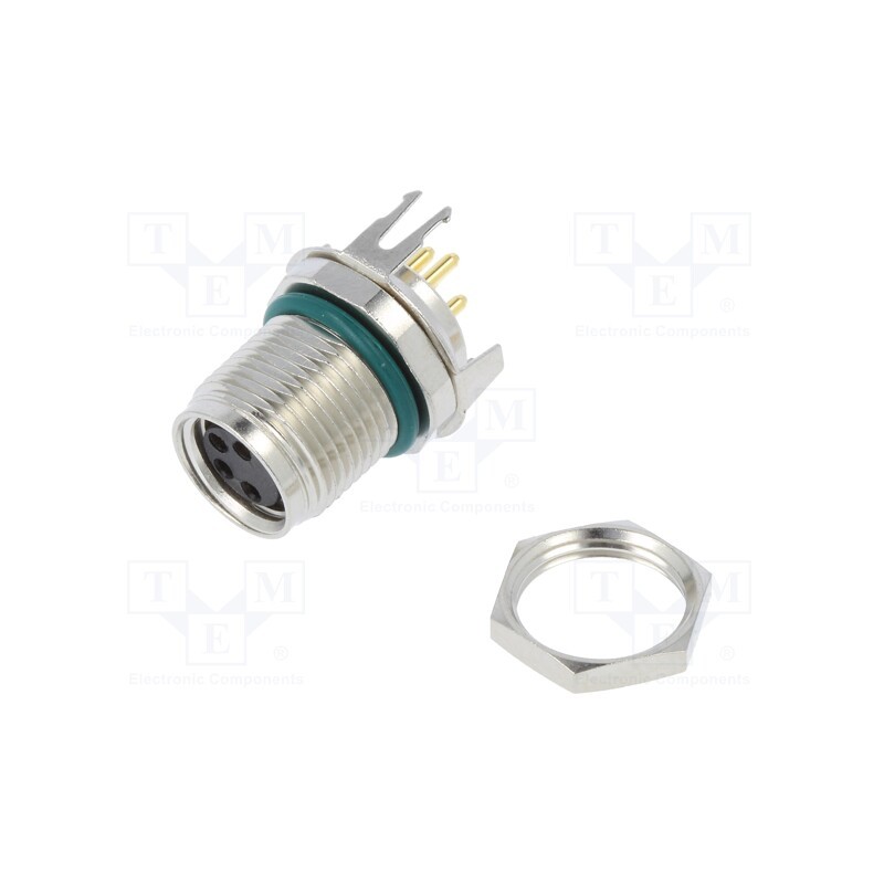 1 pcs x AMPHENOL LTW - M8S-04PFFP-SF8001 - Connector: M8, female, PIN: 4, straight, on PCBs, socket, 4A, IP68