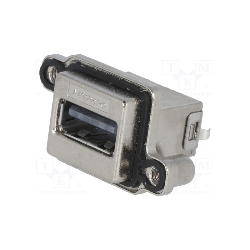 1 pcs x Amphenol Communications Solutions - MUSBR-A511-30 - Socket, USB A, MUSB, for panel mounting,screw, THT, straight, IP68