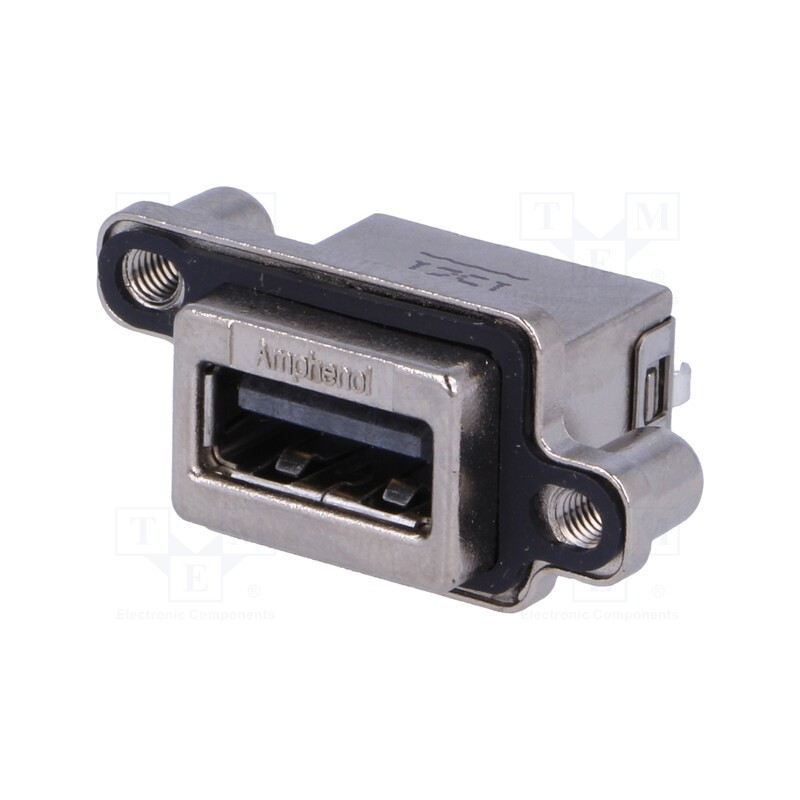 1 pcs x Amphenol Communications Solutions - MUSBR-A511-R0 - Socket, USB A, MUSB, for panel mounting,screw, THT, straight, IP68