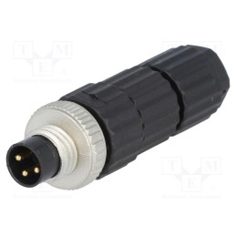 1 pcs x HIRSCHMANN - 933406100 ELST 3008 V - Connector: M8, male, PIN: 3, straight, for cable, plug, E, 4A, IP67
