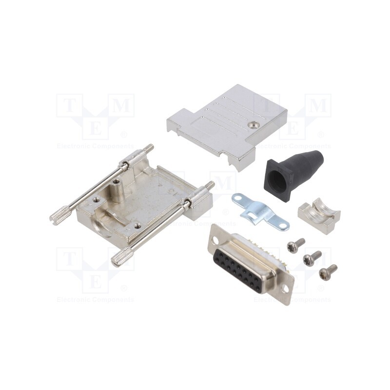 1 pcs x ENCITECH - 6355-0040-32 - D-Sub, PIN: 15, plug, female, soldering, for cable, black