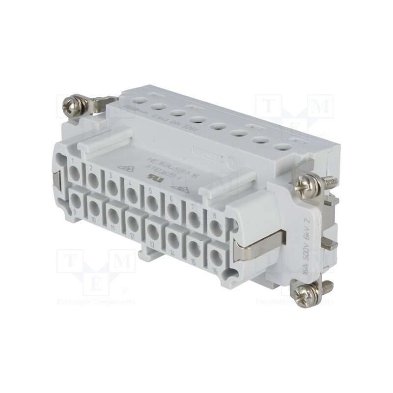 1 pcs x TE Connectivity - 1-1103639-1 - Connector: HDC, contact insert, female, HTS HE, PIN: 16, 16+PE, 16A