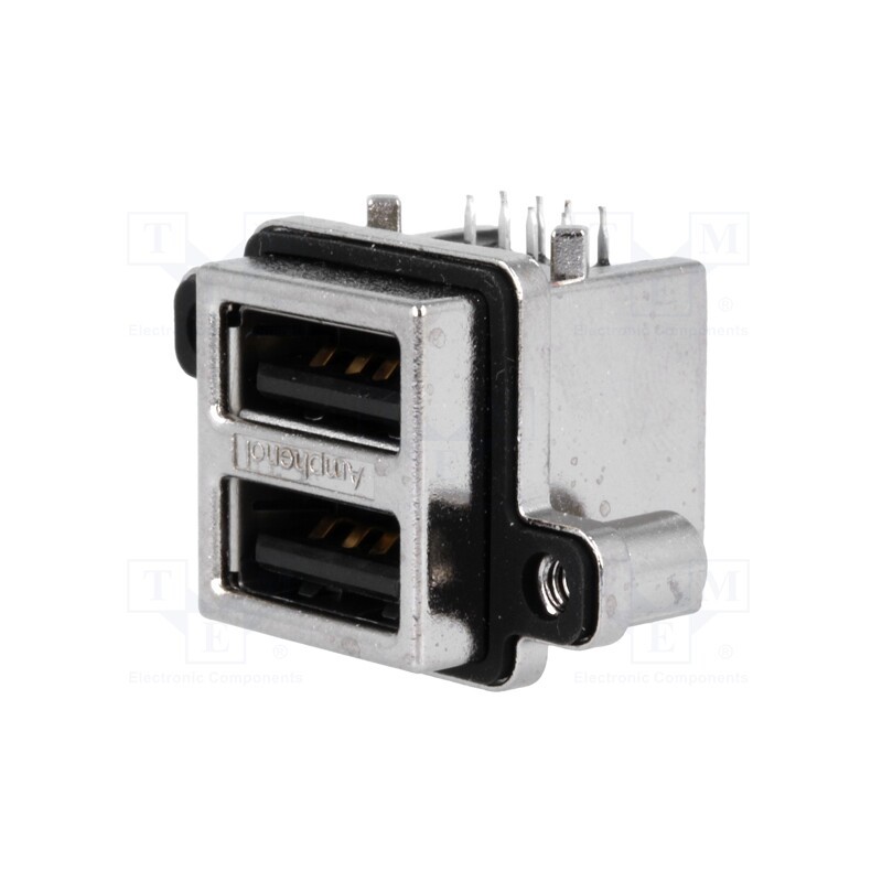 1 pcs x Amphenol Communications Solutions - MUSB-C111-30 - Socket, USB A, MUSB, for panel mounting,on PCBs,screw, THT, PIN: 8