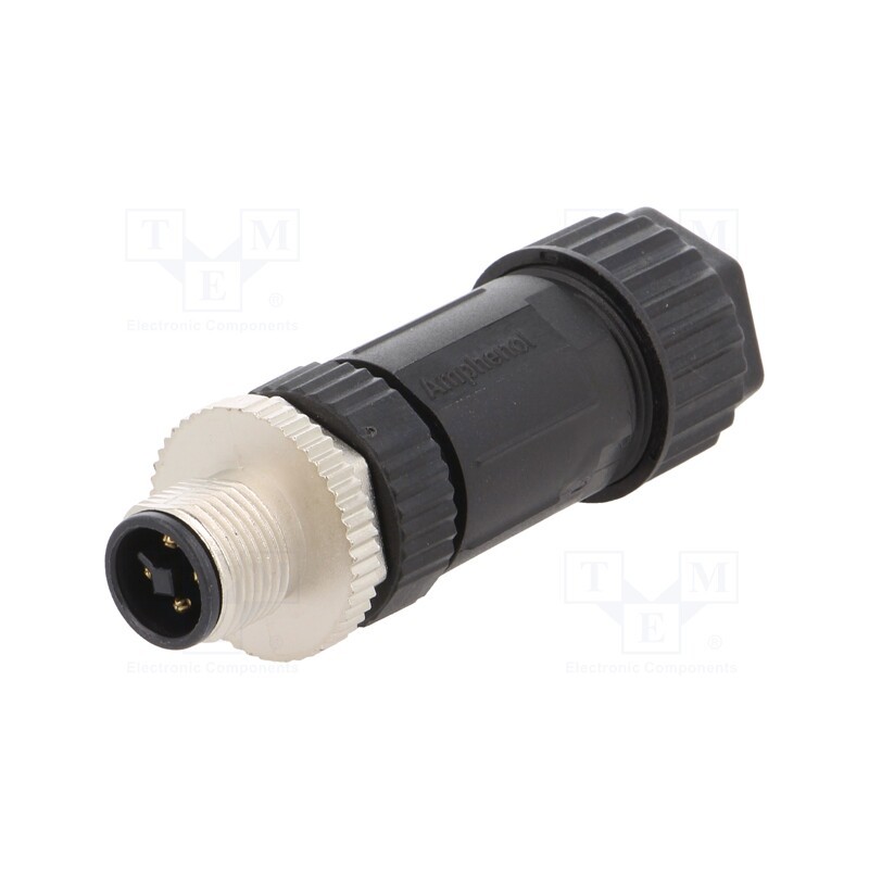 1 pcs x AMPHENOL LTW - M12T-04BMMB-SL7002 - Plug, M12, PIN: 4, male, T code-Power, for cable, screw terminal