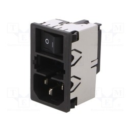 1 pcs x SCHURTER - KM01.1105.11 - Connector: AC supply, socket, male, 10A, 250VAC, IEC 60320, KM
