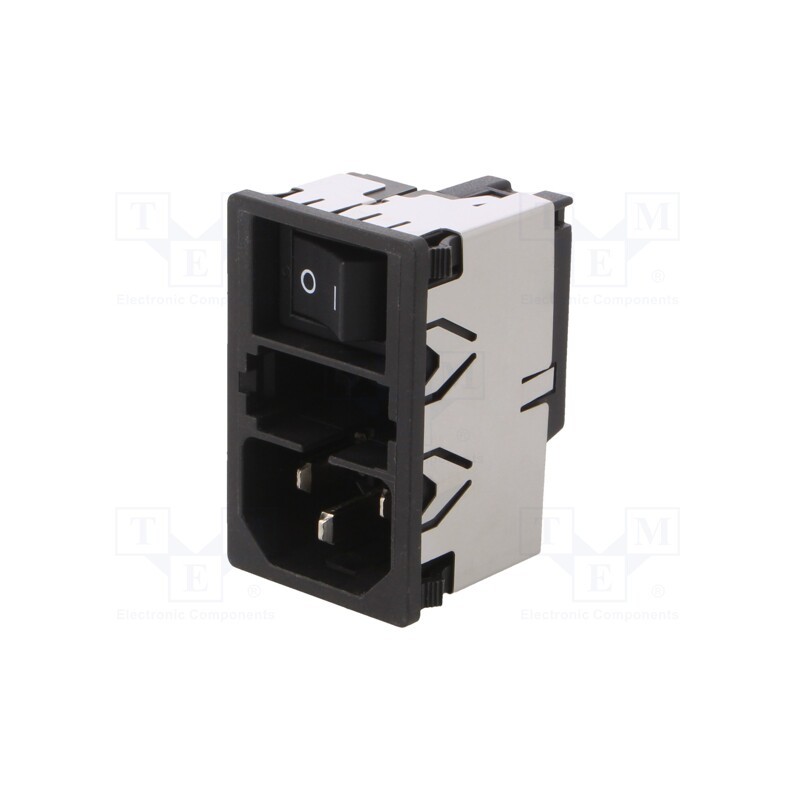 1 pcs x SCHURTER - KM01.1105.11 - Connector: AC supply, socket, male, 10A, 250VAC, IEC 60320, KM