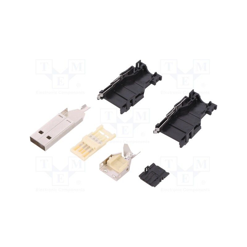 1 pcs x TE Connectivity - 2013798-1 - Plug, USB A, for cable, soldering, PIN: 4, straight