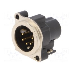 1 pcs x NEUTRIK - NC5MBV-SW - Socket, XLR, male, PIN: 5, angled 90°, THT, silver, 3A, 19.8x19.8mm