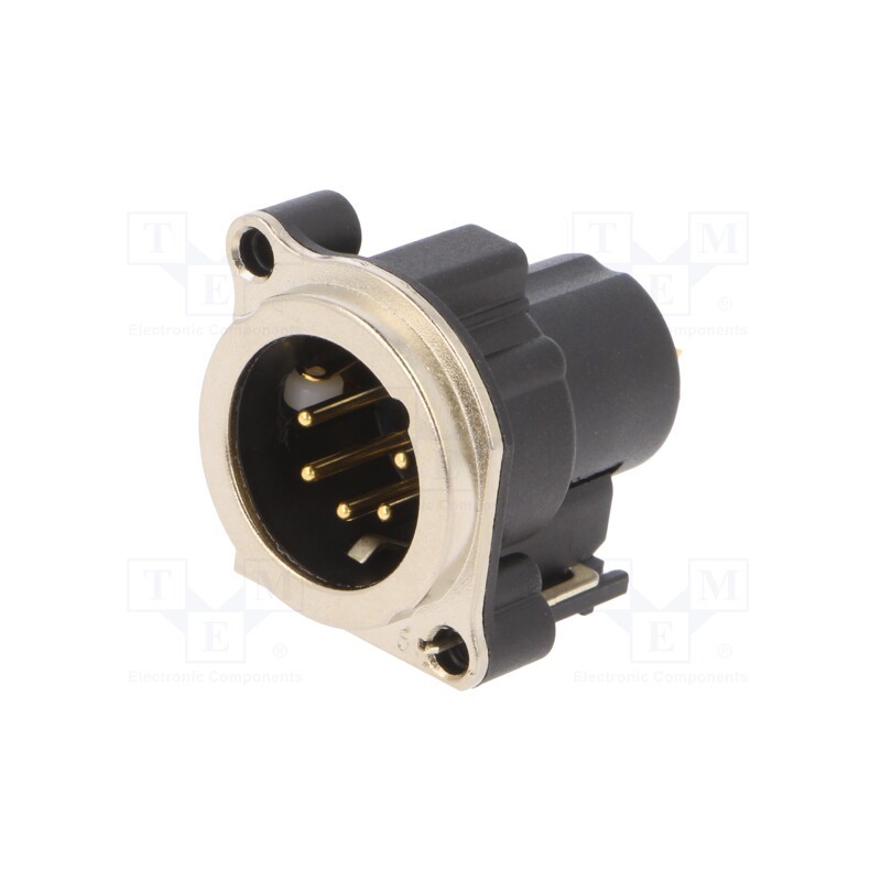 1 pcs x NEUTRIK - NC5MBV-SW - Socket, XLR, male, PIN: 5, angled 90°, THT, silver, 3A, 19.8x19.8mm