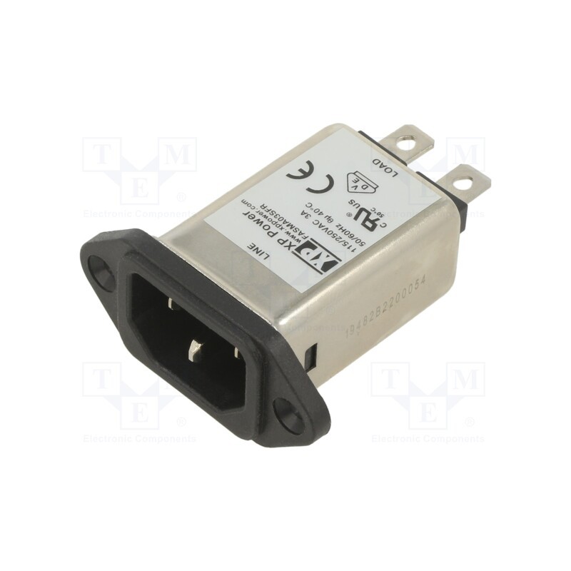 1 pcs x XP POWER - FASMA03SFR - Connector: AC supply, socket, male, 3A, 250VAC, IEC 60320, C14 (E)