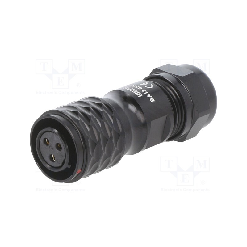 1 pcs x WEIPU - SA1210/S3IIB - Plug, SA12, female, PIN: 3, IP67, 5÷8mm, 13A, soldering, for cable