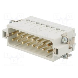 1 pcs x AMPHENOL - C14610A0160024 - Connector: HDC, contact insert, male, C146, PIN: 16, 16+PE, size A16