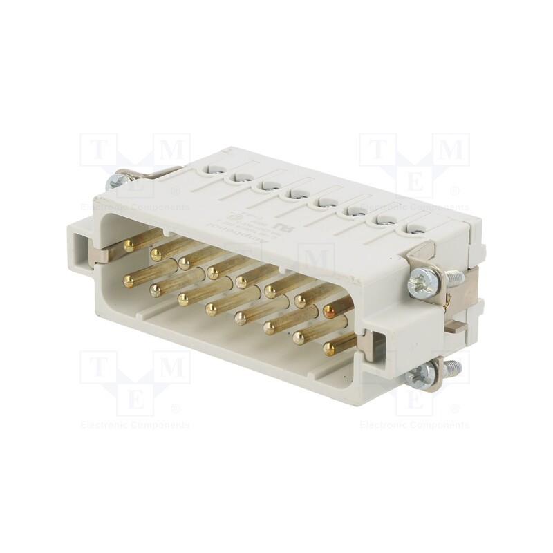 1 pcs x AMPHENOL - C14610A0160024 - Connector: HDC, contact insert, male, C146, PIN: 16, 16+PE, size A16