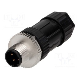 1 pcs x AMPHENOL LTW - M12D-04BMMB-SL7001 - Plug, M12, PIN: 4, male, D code-Ethernet, for cable, screw terminal