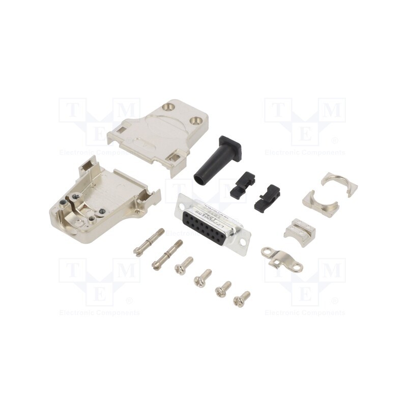 1 pcs x Amphenol Communications Solutions - L17DTZF15-RG+L77SDA15S - D-Sub, PIN: 15, female, straight, soldering, for cable, gol