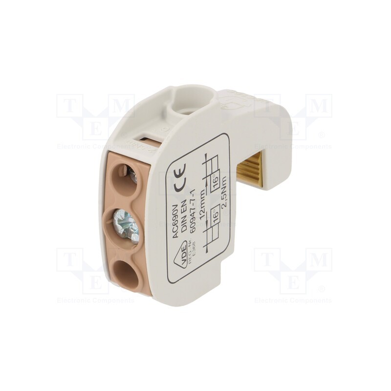 1 pcs x SIMET - 81550015 - Splice terminal: rail, 16mm2, ways: 1, terminals: 2, brown, 690V