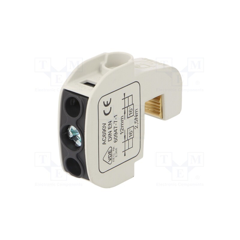 1 pcs x SIMET - 81550007 - Splice terminal: rail, 16mm2, ways: 1, terminals: 2, black, 690V