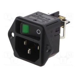 1 pcs x SCHURTER - DC11.0031.001 - Connector: AC supply, socket, male, 15A, 250VAC, IEC 60320, C14 (E)