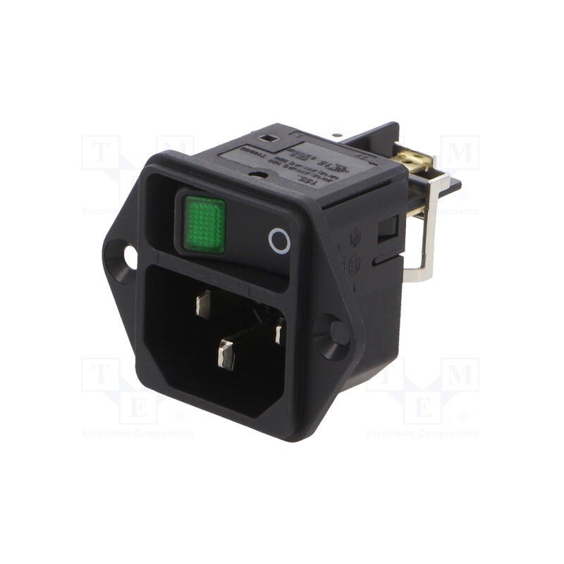 1 pcs x SCHURTER - DC11.0031.001 - Connector: AC supply, socket, male, 15A, 250VAC, IEC 60320, C14 (E)