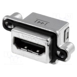 1 pcs x Amphenol Communications Solutions - MHDR-A111-30 - Connector: HDMI, socket, PIN: 19, gold-plated, angled 90°, THT, IP67