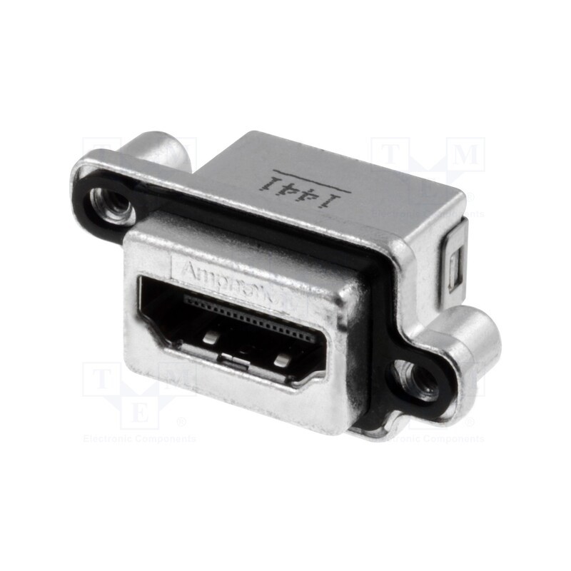 1 pcs x Amphenol Communications Solutions - MHDR-A111-30 - Connector: HDMI, socket, PIN: 19, gold-plated, angled 90°, THT, IP67