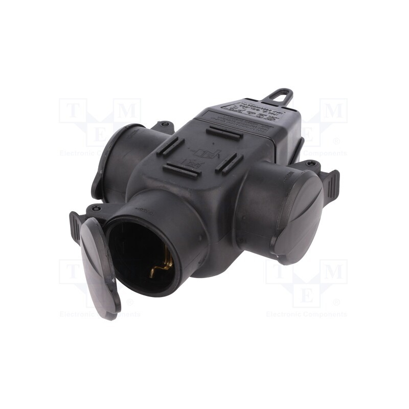 1 pcs x PAWBOL - D.3156S - Connector: AC supply, socket, 2P+PE, 250VAC, 16A, black, for cable